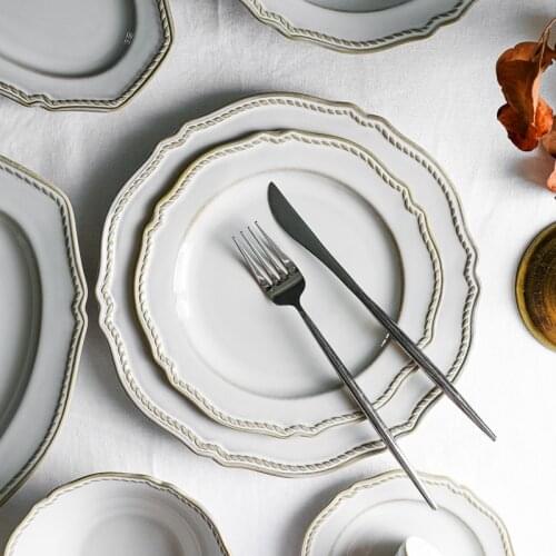 Creative French Retro Dinner Plate Western Food Home Dining Plate Steak Cutlery Set Combination French Dinner Plate