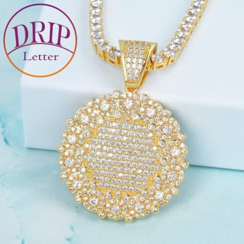 Round Cluster Medallion Pendant Necklace Men Hip Hop Rock Street Charm Jewelry