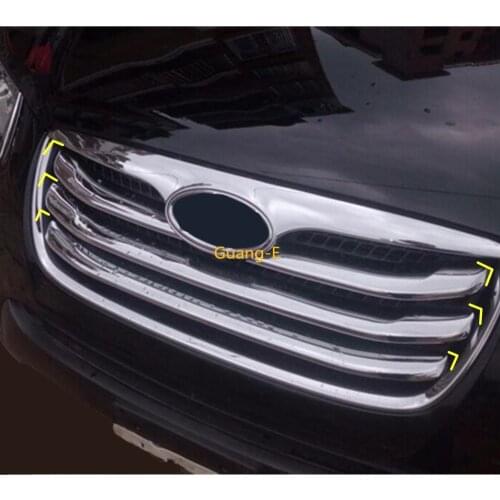 Car Cover ABS Chrome Trim Front Up Grid Grill Grille Frame 4pcs For Hyundai Santafe Santa Fe 2006 2007 2008 2009 2010 2011 2012