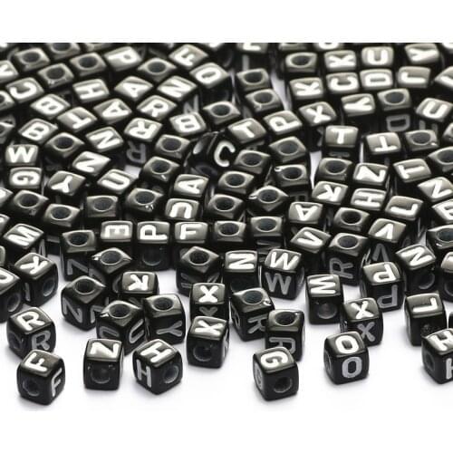 Square Mixed Acrylic Beads 5mm Black Letter Spacer Beads For Jewelry Making Diy Necklace Bracelet Accessories Beaded