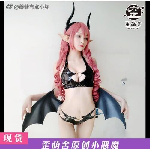 Little Devil Swimsuit Cosplay Costume Cute Sexy Black Patent Leather/Spandex Bikini Suit Female Swimming Pool/Beach Show New