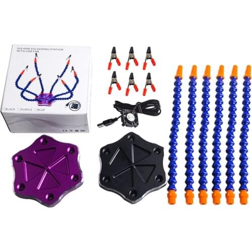 Multifunction Soldering Station 6PC Flexible Arms RC Tool USB Fan + Magnifier for Helicopter Drone Flight Control Quadcopter DIY