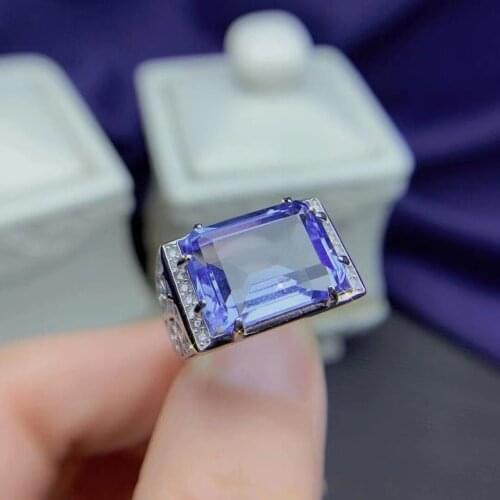 Blue Crystal Man Ring 925 sterling silver Wholesales Fine jewelry Blue Crystal Man Ring