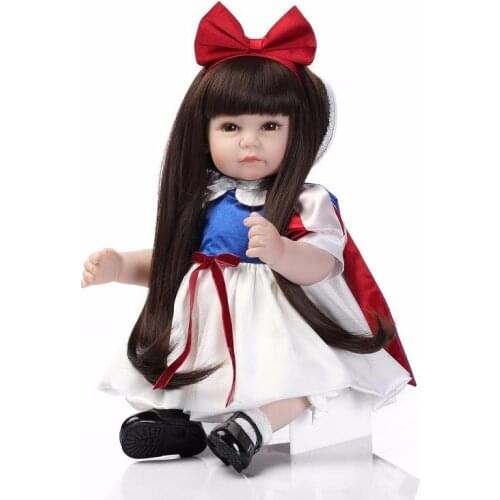 52CM Baby Soft Silicone Dolls Reborn Baby Dolls Snow White Princess Dolls Girl Birthday Gifts Long Hair Toys Kids Playmate