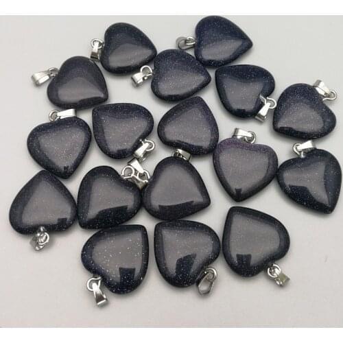 Wholesale 20mm natural love heart/round stone pendants charms blue sand water drop stone for jewelry making 50pcs Free shipping