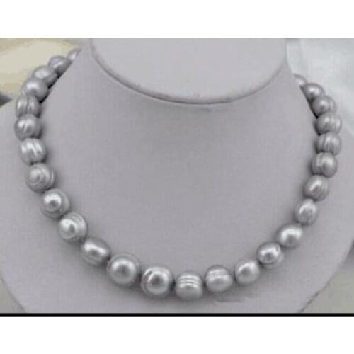 12-13mm baroque silver grey pearl necklace 18inch 925silver