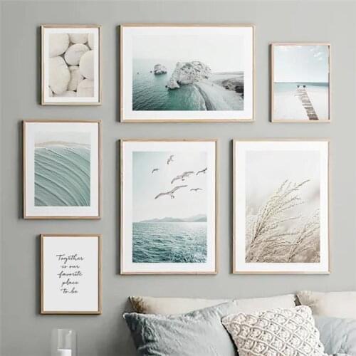 Beach Scenery Picture Canvas Painting Nordic Fresh Landscape Wall Art Poster and Print for Modern Home Decor Living Room Design
