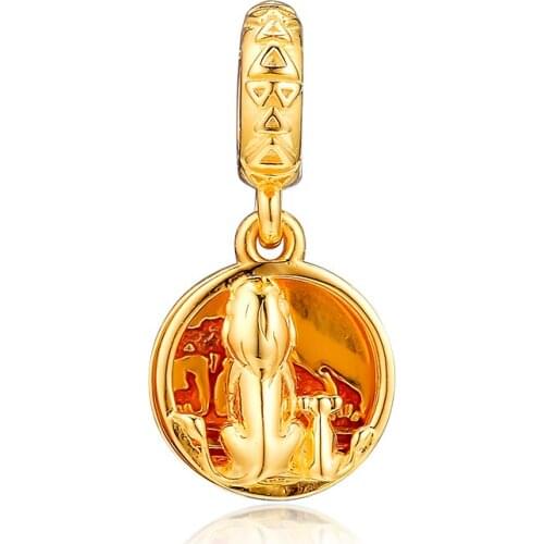 Authentic 925 Silver Jewelry Simba & Mufasa Sunset Charm Fits European Charms Bracelets Woman DIY Beads For Jewelry Making