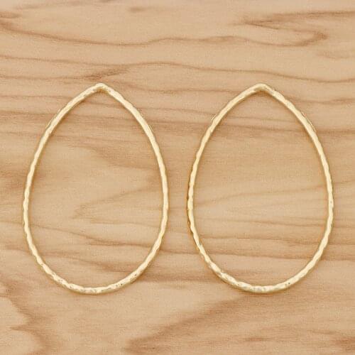 10 Pieces Gold Tone Large Open Ripple Geometry Water Drop Connector Charms Pendants for Earrings Jewellery Making 58x40mm