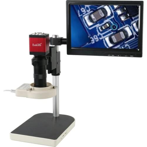 13MP 60FPS HDMI VGA Industrial Microscope Camera+130X Lens+LED Light+stand Holder+8" LCD Monitor For Phone PCB Chip Repair