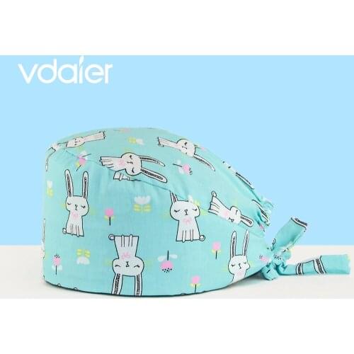 Unisex Work Hat Adjustable Scrub hat Multicolor Cartoon print hats beauty salon working caps cotton laboratory Scrub Women Caps