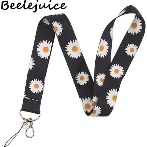 Daisy flowers Neck Strap Lanyards ID badge card holder keychain Mobile Phone Strap Gift Ribbon webbing necklace