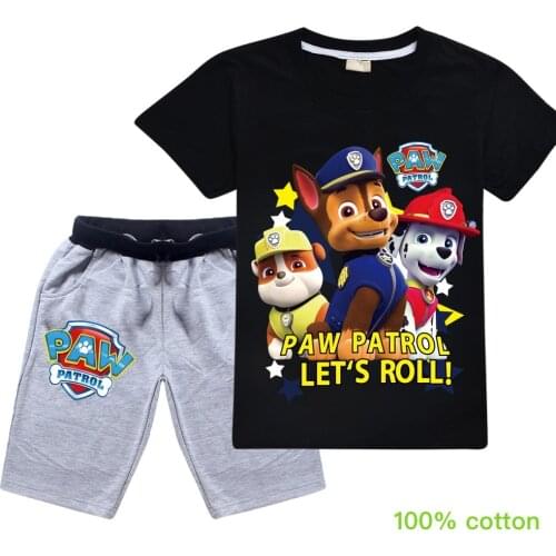 PAW PATROL kids clothes set boys Summer Children Clothing T Shirt+Shorts 2 PCS Sets toddler Baby Girls cartoon sport suits