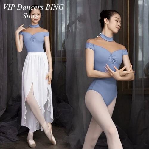 Mesh Ballet Leotard Adult Ballerina Stage Costume Classical Dancewear Gymnastics Jumpsuit Dancer Outfit Designer Clothes JL3086