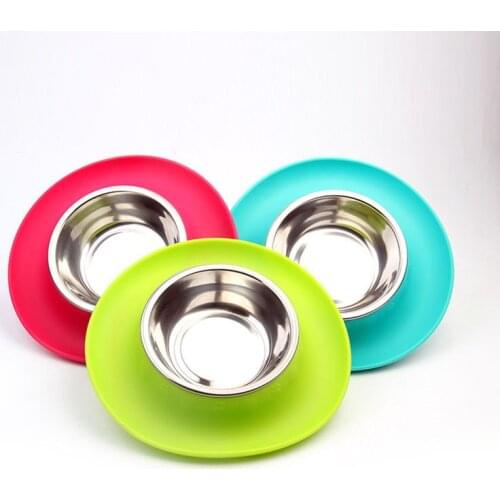 Silicone Stainless Steel Pet Bowl Non-slip Pets Feeder Food Water Bowl Durable Multi Function Dog Bowls For Cats & Dogs Feeders
