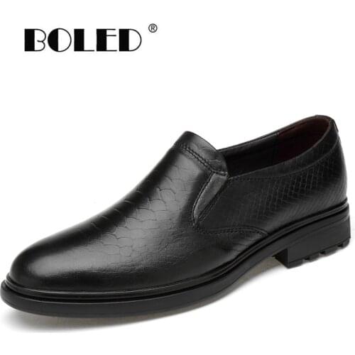 Genuine Leather Formal Shoes Wedding Flats Oxford Shoes For Men Oxfords Slip-On Dress Business Shoes Men