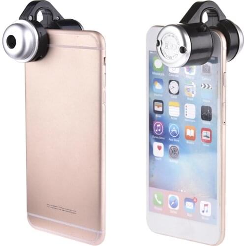 30X Magnify Universal Mobile Phone Lens for iPhone 11 Clip Microscope macro lens smartphone Magnifying Glass with LED Lights