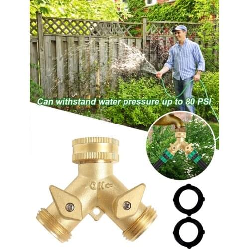 Y Garden Hose Connector Durable Sturdy Brass Two-Way Ball Valve Irrigation Valve Water Splitter Quick connector For Outdoor Tap