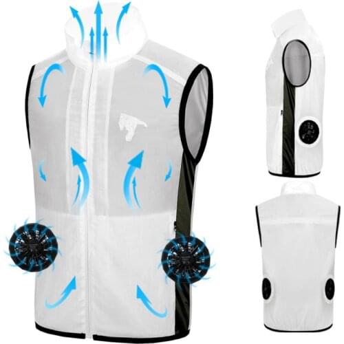 Summer Fan Cooling Vest Men Women Air Conditioning Cool Coat Outdoor Sun Protection Jacket USB Charing Sleeveless Waistcoat