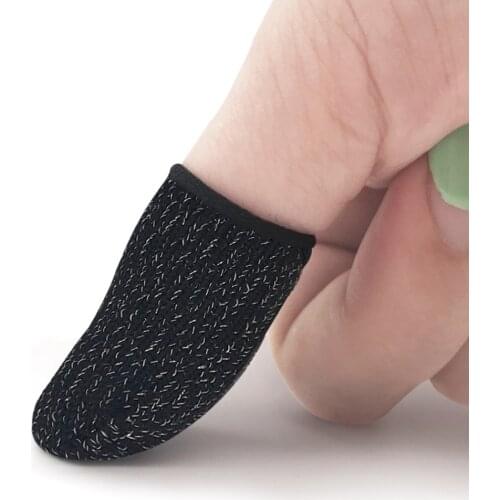10Pcs Finger Sleeves Anti-Sweat Oil-Proof Conductive Breathable Fabric Finger Tip Cover Thumb Cot Protector For Screen Touching