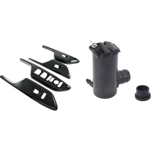 2 Set Car Accessories: 1 Set Carbon Fiber Style Door Window Lock Switch Lift Inner Trim & 1 Pcs Windshield Washer Pump