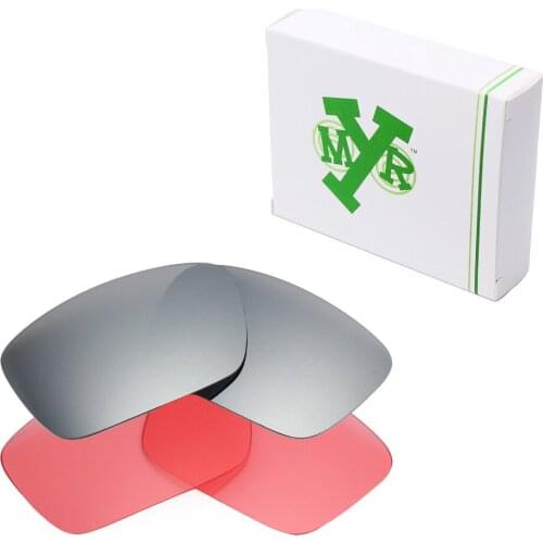 2 Pairs Mryok Anti-Scratch Replacement Lenses for Oakley Fuel Cell Sunglasses Silver Titanium & HD Pink