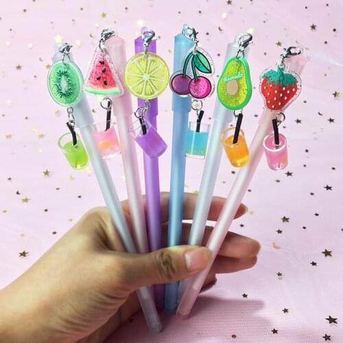 36 pcs/lot Creative Fruit Pendant Gel Pen Cute 0.5 mm Black ink signature Pens Promotional Gift Stationery School Supplies