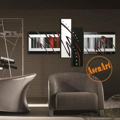 4 Piece Hand Painted Oil Painting Abstract Canvas Wall Art Black and White Abstract Oil Painting Pop Art home Decor Art No Frame