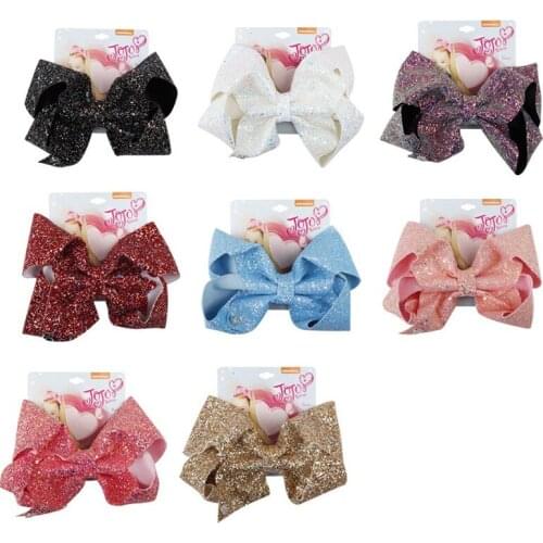 8" Large Sequin Jojo Bow With Hair Clip For Girl Kids Handmade Bling Jumbo Rainbow Knot Hair Bow Hairgrips Hair Accessories