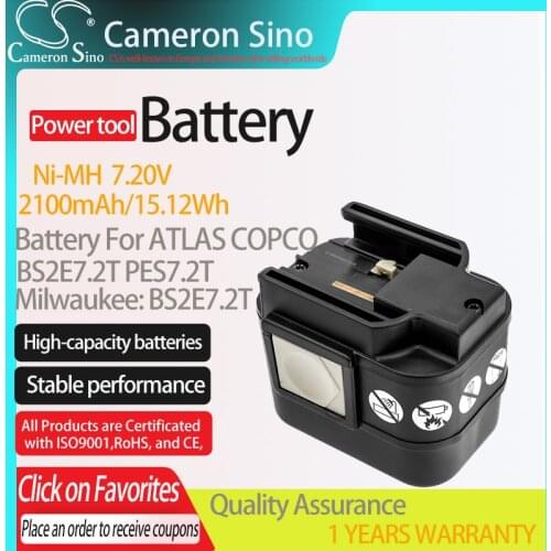 Cameron Sino Battery for ATLAS COPCO BS2E7.2T PES7.2T fits Milwaukee BS2E7.2T PES 7.2T Power Tools Replacement battery 2100mAh