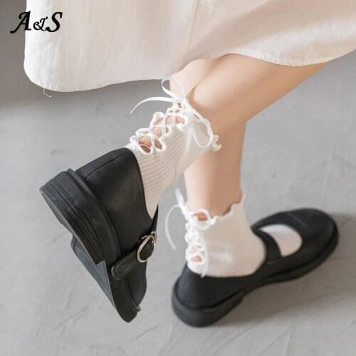 Anbenser 3 Pairs Lolita Short Socks Women Harajuku Sweet Retro Lace Girls Frilly Cotton Princess Socks Female Solid Ankle Socks