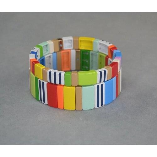 Rainbow Enamel Bracelet Bohemia Street (2-piece set)