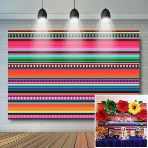 Colored Stripes Fiesta Backdrop Cinco De Mayo Mexican Festival Photography Background Fiesta Birthday Event Party Banner Decor