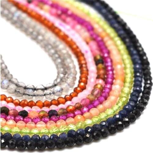 Natural Stone Crystal Black Garnet Faceted Loose Beads 2-3mm Small Beaded Jewelry Making Necklace DIY Bracelet Accessories 38cm