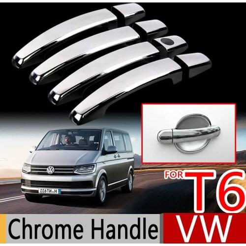 For VW T6 Chrome Door Handle Covers Trim Set 4Pcs Volkswagen Transporter Multivan 2015-2017 Car Accessories Car Styling TDI TSI