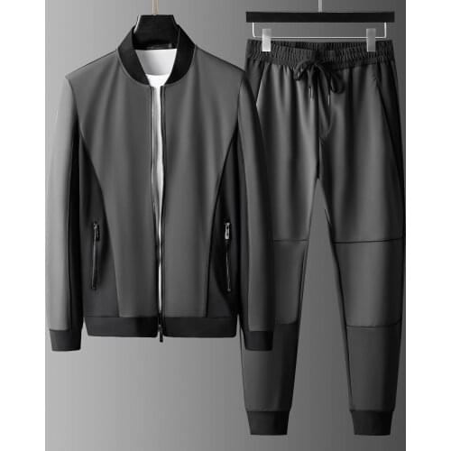 JSBDHigh-end quality age-reducing color matching suit spliced baseball collar jacket two-piece fall mens casual sports suit