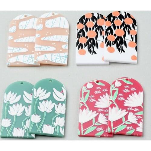 2PCS/lot Van Gogh Oil Painting Flowers Fruit Hand Made Earrings Connectors DIY Pendant Jewelry Findings Components Charms