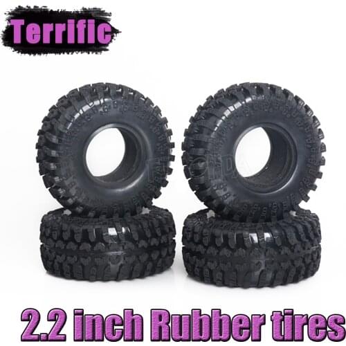 4PCS 2.2 Rubber Terrain Tyre Wheel Tires for 1/10 RC Rock Crawler Axial SCX10 RR10 90053 WRAITH 90018 90045 KM4 KM2 Parts