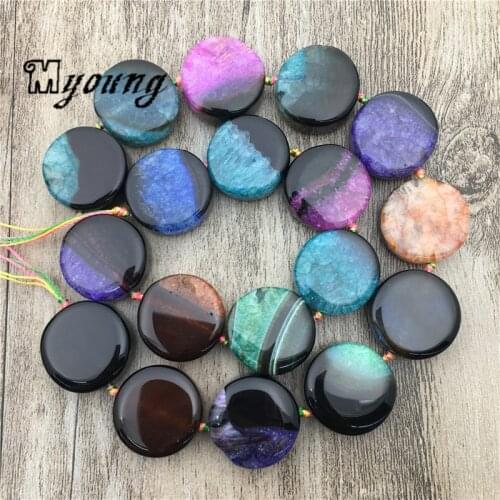 Round Dragon Veins Agates Loose Slice Beads,20mm Agates Quartz Space Beads For DIY Jewelry Making MY1781