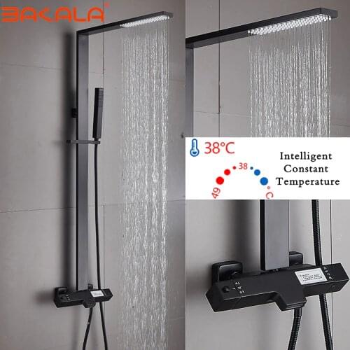 BAKALA Square Shower faucets bathtub faucet mixer bathroom mixers concealed constant temperature faucets Black shower bath sets