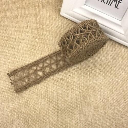 3M/roll Natural Jute Burlap Hessian Ribbon Tape Rustic Wedding Decor cake topper tape Burlap Rope Craft Twine Hollow style DIY