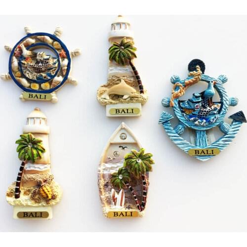 Magnetic Fridge Magnet, Indonesia Bali Tourism Commemorative Ocean Wind Three-dimensional Painted Decorative Crafts