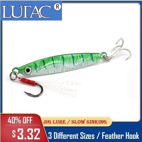 LUTAC Metal Lure Jigs Salt Water Jigging Baits High-Quality 6 Colors Fishing Lure Feather Treble hooks Free Shipping