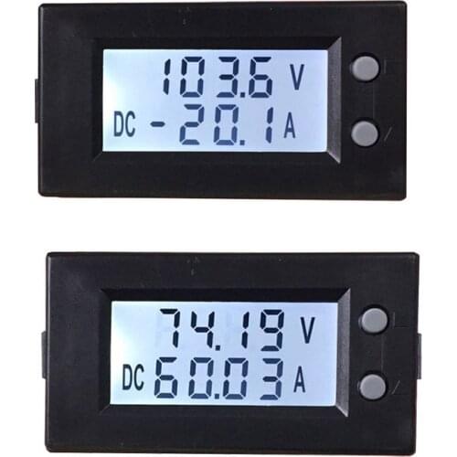 Battery Monitor Dual display voltmeter ammeter LCD DC 7-150V 0-1000A Bidirectional Current Voltage Charging discharge alarm 12V