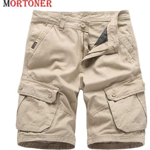 Khaki Cargo Shorts Men 2021 Summer Brand New Cotton Loose Fit Multi Pocket Cargo Short Homme for Outdoor Hiking Camping Travel