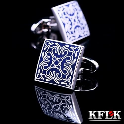 KFLK shirt cufflinks for mens Brand cuff buttons wedding cuff links Blue art gemelos High Quality abotoaduras Designer Jewelry
