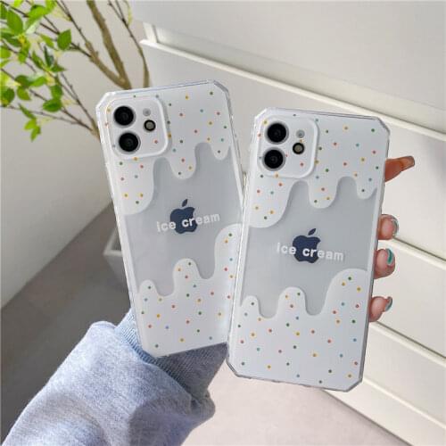 Transparent Cute Melting Ice Cream Soft Case For Redmi Note 8 Pro K20 K30 K40 Cover For Xiaomi Mi 11 Lite 10 9T 10T Lite POCO X2