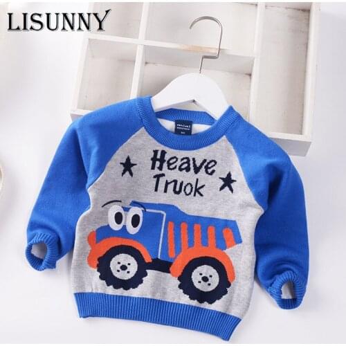2021 New Autumn Winter Baby Boys Sweater Jumper Cartoon Car Children Sweaters Toddler Pullover Kids Clothes COTTON Casual 0-5y