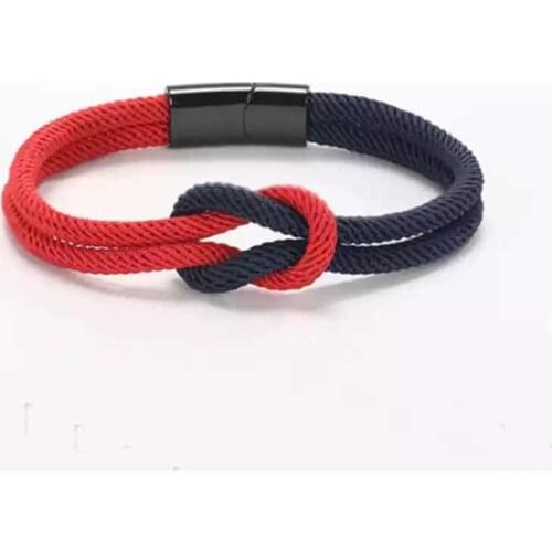 New fashion multi layer concentric knot rope mens anchor Charm Bracelet womens magnetic buckle Navy style jewelry