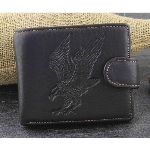 New Eagle Men Genuine Leather Snap Wallet Card Holder Coin Purse MS204